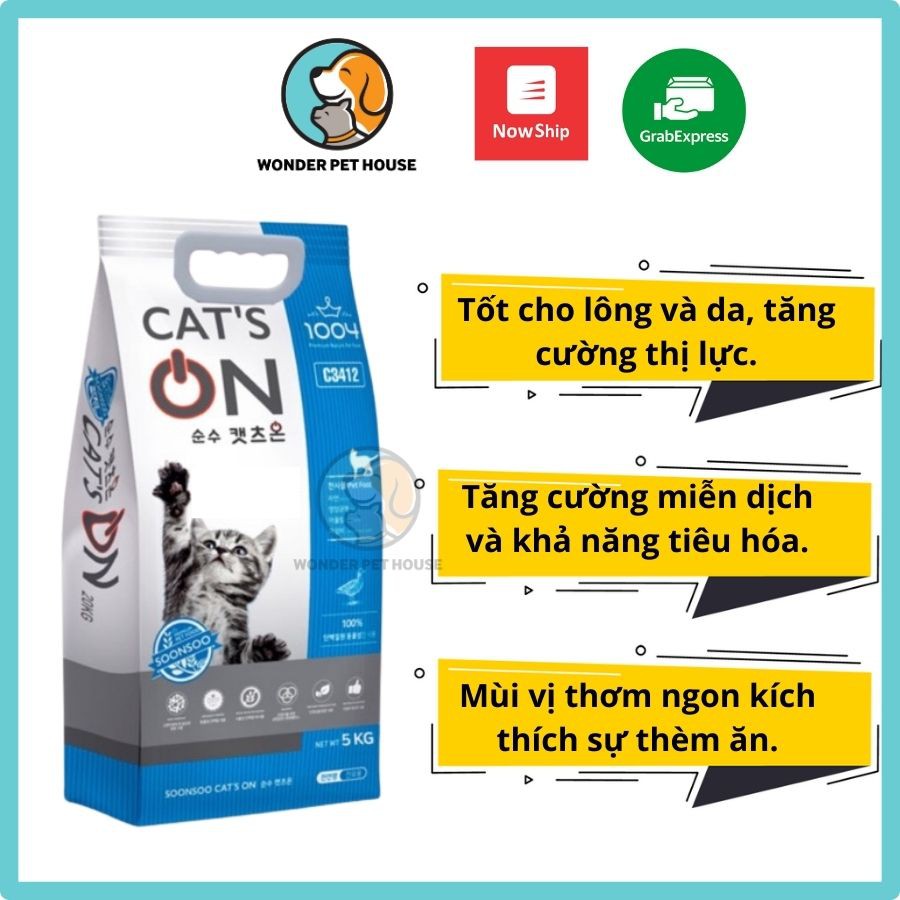 Hạt Cho Mèo Cat On Túi Zip 1Kg - Cats On Hàn Quốc Chất Lượng - Đạm Cao - Hỗ Trợ Dinh Dưỡng