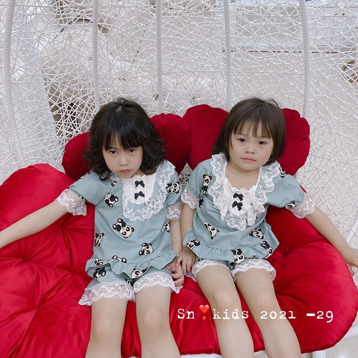 Bộ Pijama Phối Ren Cách Điêu Cực Xinh Cho Bé Gái NamKidShop V326