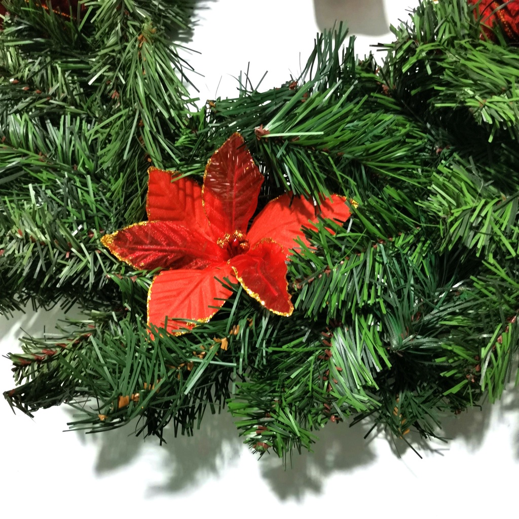 Vòng nguyệt quế giáng sinh treo cửa trang trí noel 2 chiều 51cm hàng Việt Nam chất lượng cao