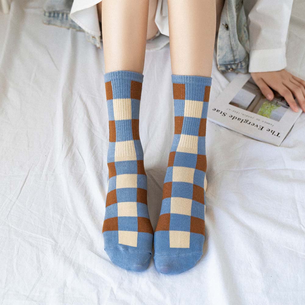 Vớ Cổ Cao Kẻ Sọc Độc Đáo Dễ Phối Giày Thời Trang Cao Cấp Cho Nữ