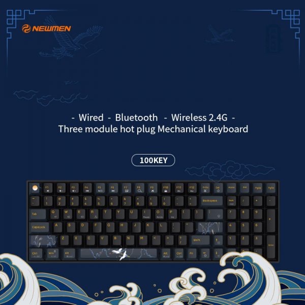 Bàn phím cơ không dây newmen GM1000 v2  3 mode hotswap Gateron Pro,KailhBox switch Bảo hành 3 năm