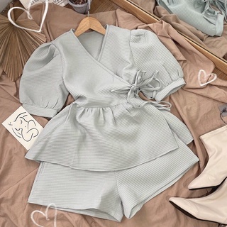 Set áo chéo quần short lưng thun