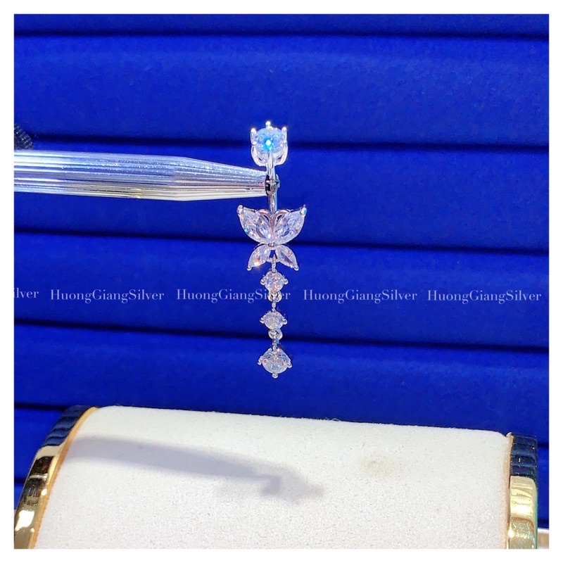 Khuyên rốn dáng dài hình bướm Bạc s925 xi kim  - HuongGiangSilver