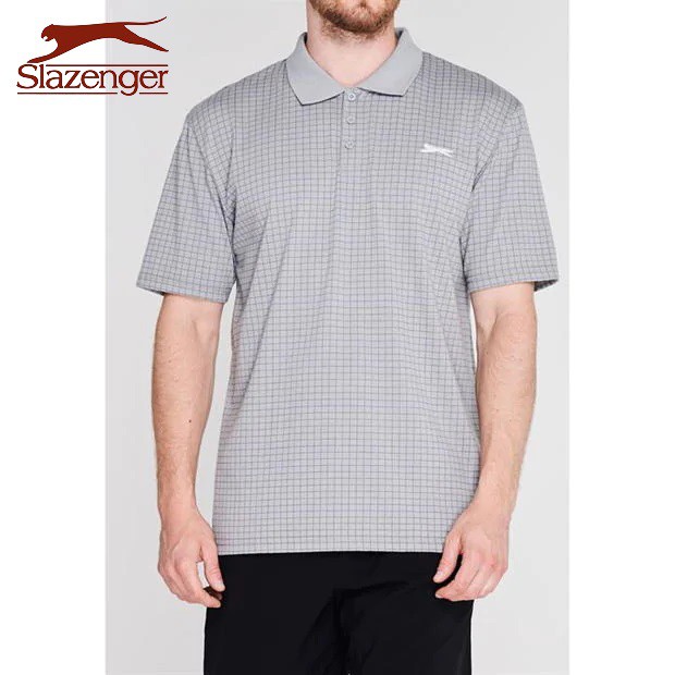 Áo thun nam Slazenger Check Golf Polo (màu Light Grey) - Hàng size UK
