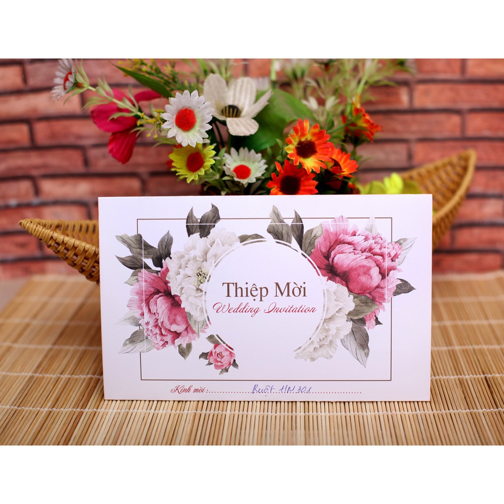 thiệp cưới hiện đại - phong bì ngang - gập ba