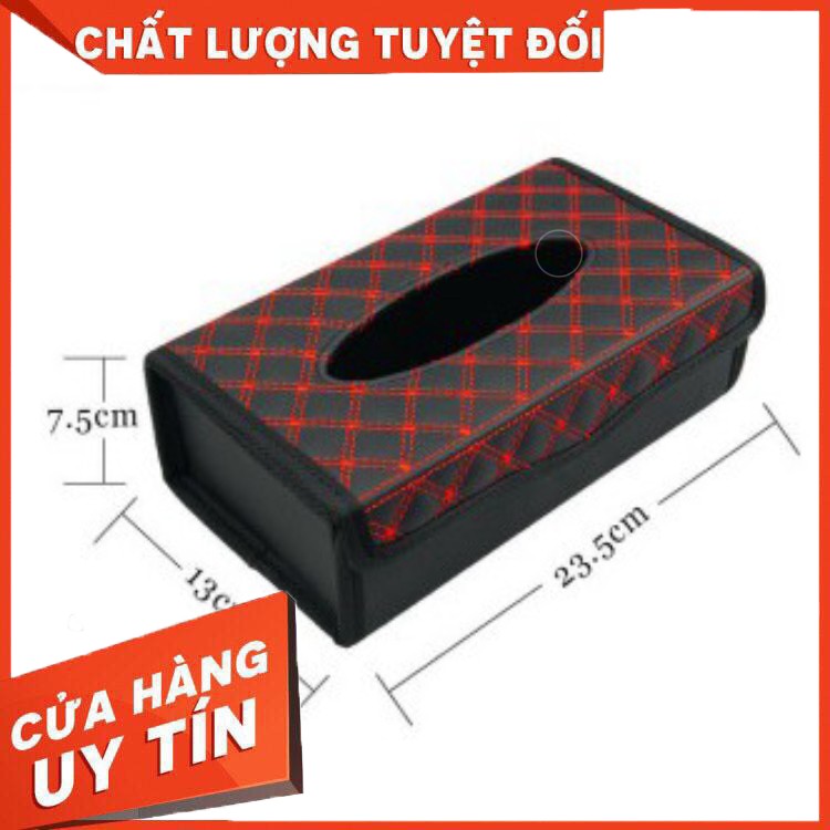 HÀNG CAO CẤP -  Hộp da đựng giấy ăn trên xe hơi thêu chỉ viền nổi bật cao cấp  - Hàng Cao Cấp