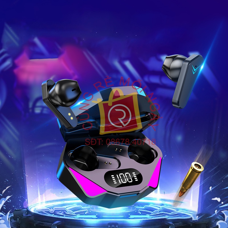 Tai nghe gaming bluetooth 5.0 không dây X15 âm trầm kèm chế độ kép nhạc game
