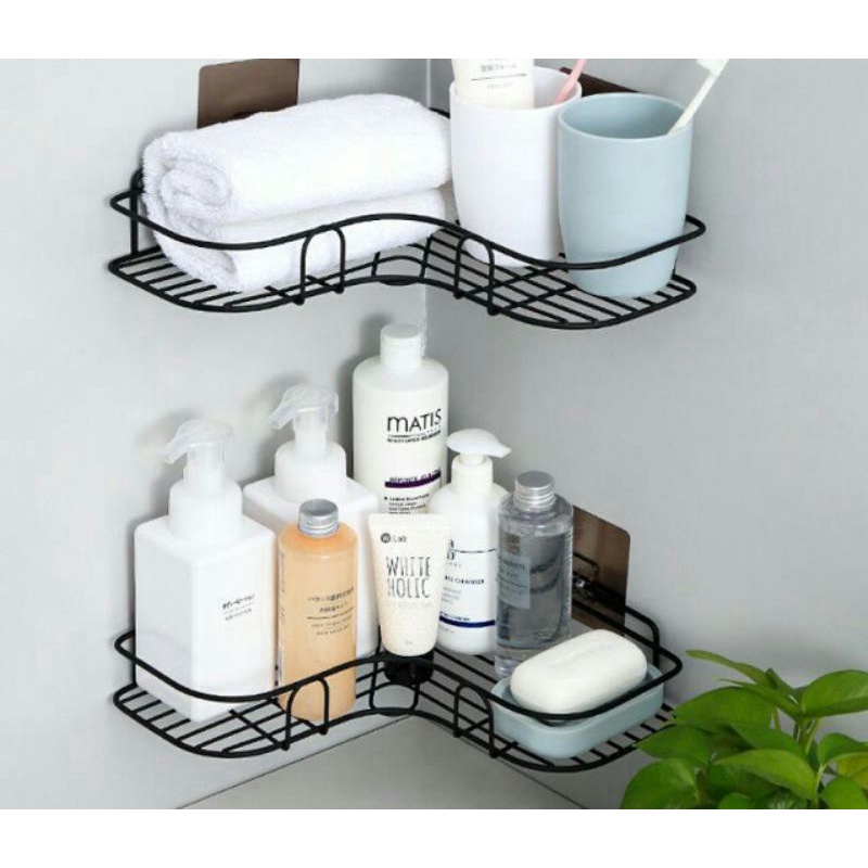 Kệ Góc Thép Không Gỉ Sơn Tĩnh Điện Nhà Tắm, Kệ Tam Giác Nhà Bếp Dán Tường Siêu Dính Chịu Lực 10kg.