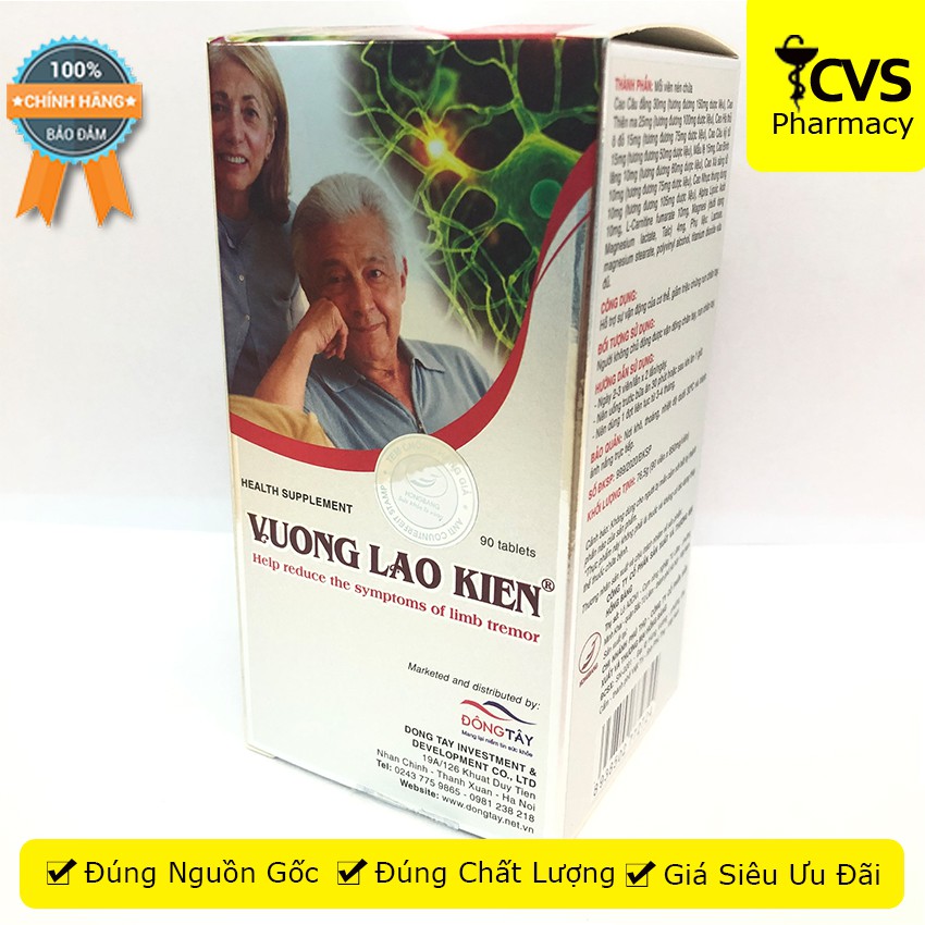 VƯƠNG LÃO KIỆN 90 Viên - Giúp giảm run tay chân hiệu quả - Cvspharmacy