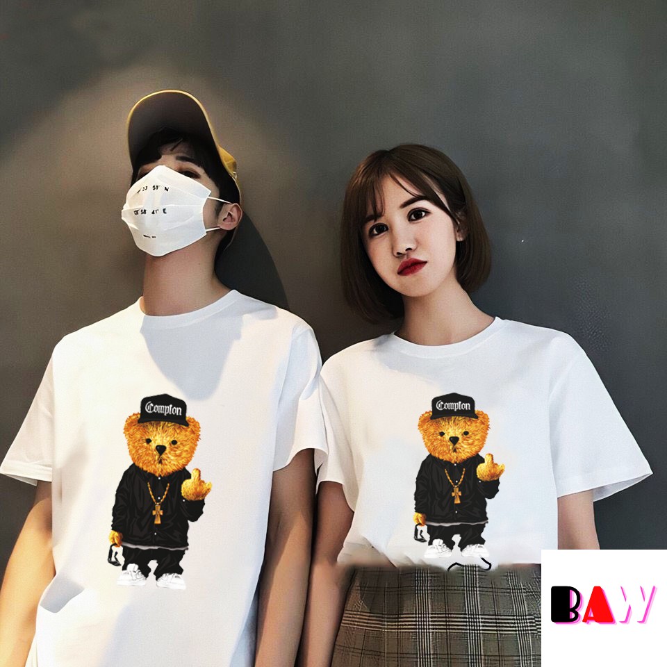 Áo thun nam, nữ FUCK BEAR phông unisex 2 màu đen và trắng chất liệu cotton Fullsize -110