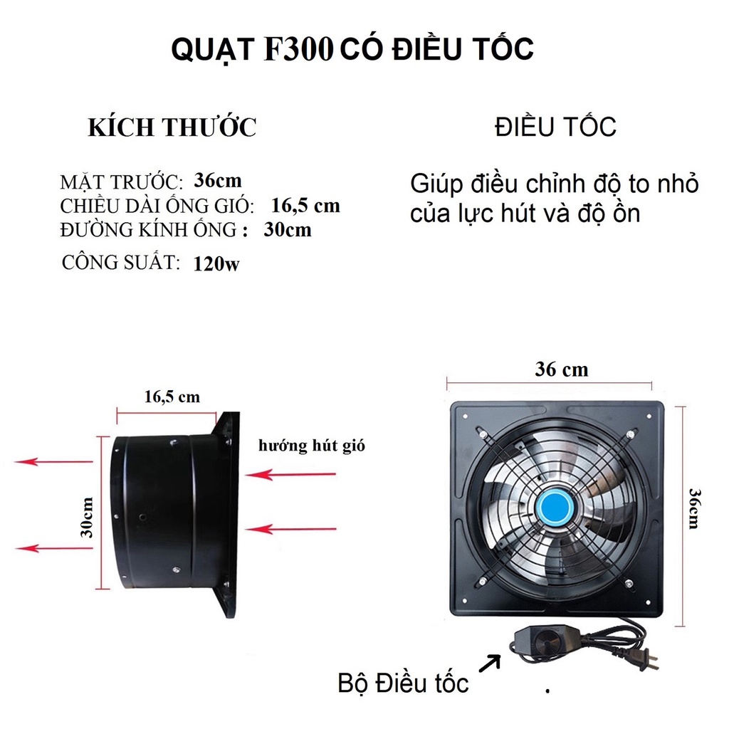 Quạt Hút Gió Quạt Thông Gió F300 FREESHIP Quạt Hút Mùi Nhà Vệ Sinh Cánh Và Vỏ Sắt, Mô Tơ Dây Đồng 100%
