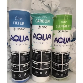 Combo 3 lõi lọc nước Aqua số 1-2-3 - In chữ AQUA trên các lõi (Dùng được các máy RO)