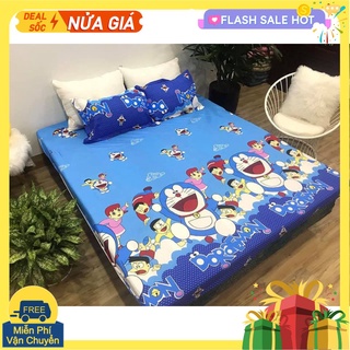 [Free ship-Xả kho cắt lỗ]Bộ ga gối cotton poly,gồm 1ga 2 vỏ gối,rẻ nhất tp hcm,chát chọn mẫu-hoạt hình doremon