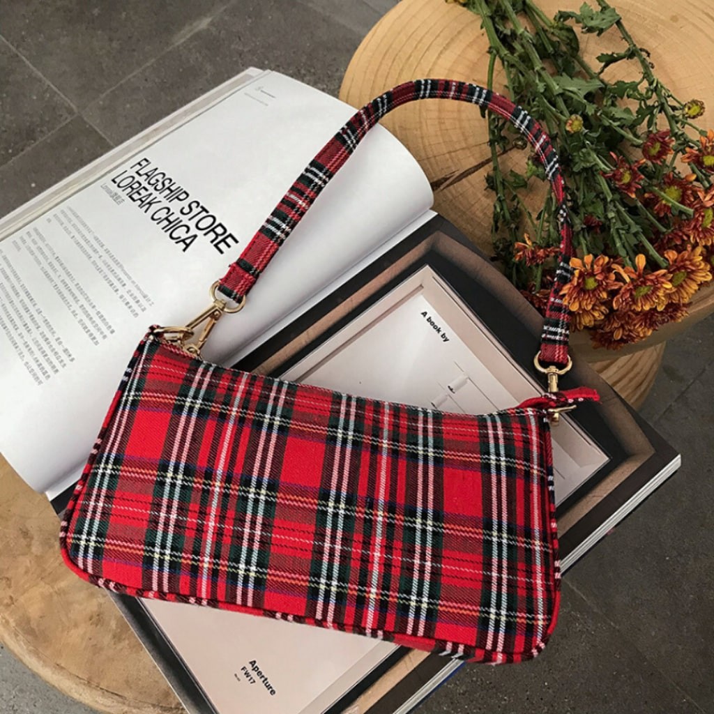 (Sẵn Hàng) Túi kẹp nách kẻ Caro Vintage hottrend KR 180- 4 Màu lựa chọn, Form cứng, Vải Thơm- KARA 180 | BigBuy360 - bigbuy360.vn