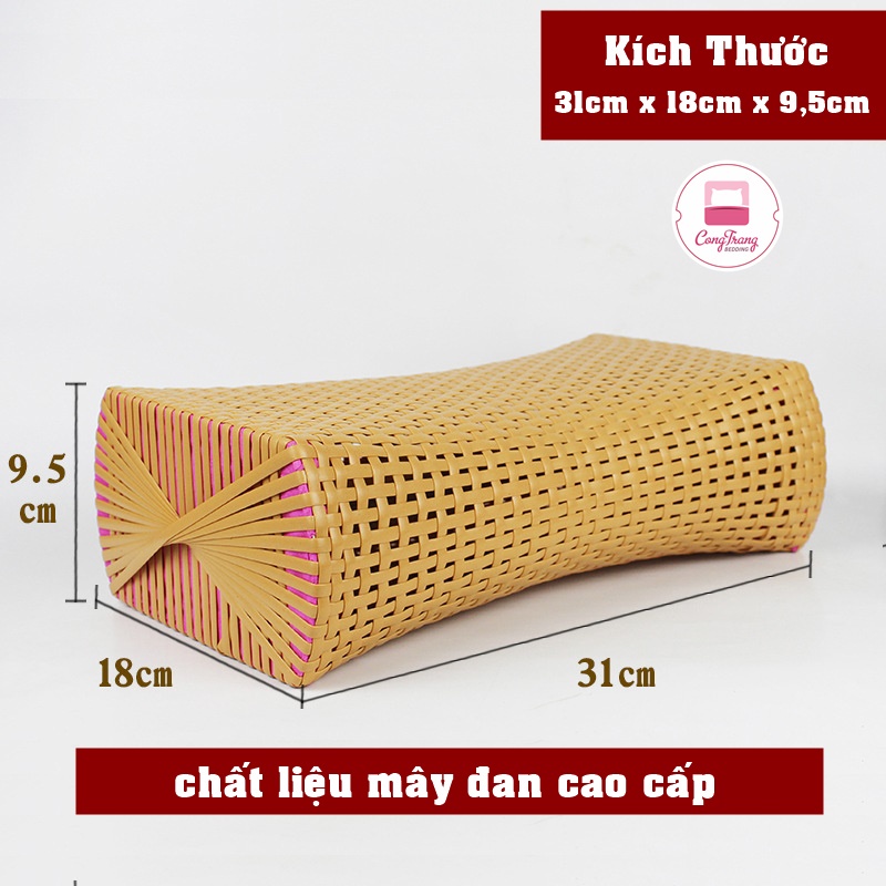 Gối Mây Đan Cao Cấp, Gối đầu thoáng mát chống đau vai gáy ( Kích Thước 18cm x 30cm x 10cm )