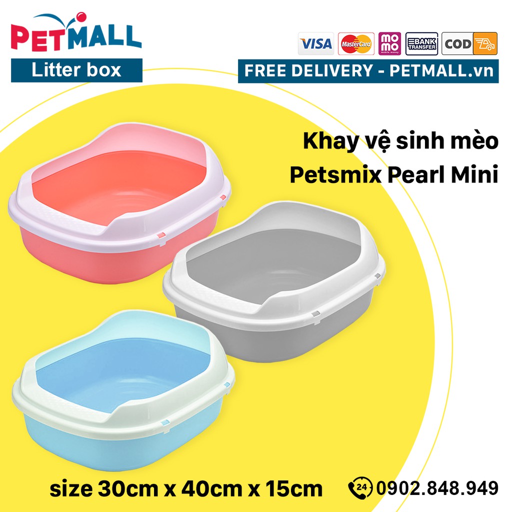 Khay vệ sinh mèo Petsmix Pearl Mini size 30cm x 40cm x 15cm Petmall