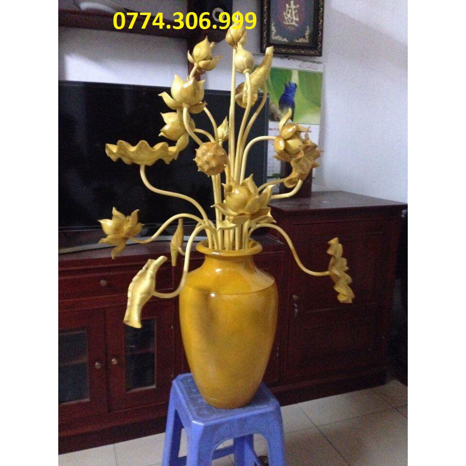 hoa sen gỗ 1 bình chum