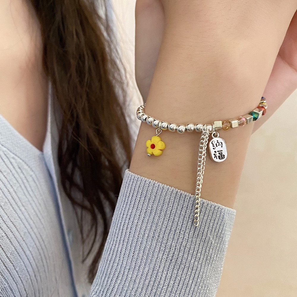 Vòng Tay Chuỗi Hạt Nhiều Màu Sắc Phong Cách Harajuku Thời Trang Cho Nữ