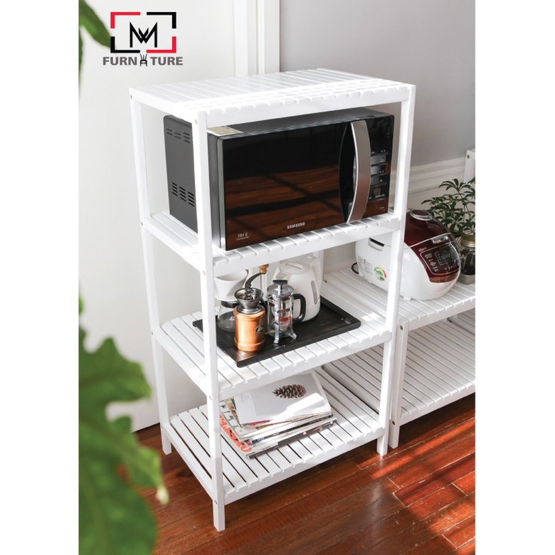 Kệ lò vi sóng 4 tầng gỗ thông nhập khẩu nhiều màu MW FURNITURE - Nội thất phòng bếp