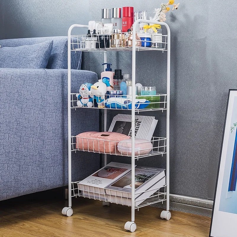 Kệ xe đẩy đa năng để đồ phòng ngủ , để đồ phòng tắm , phòng bếp 4 tầng 4 bánh xe