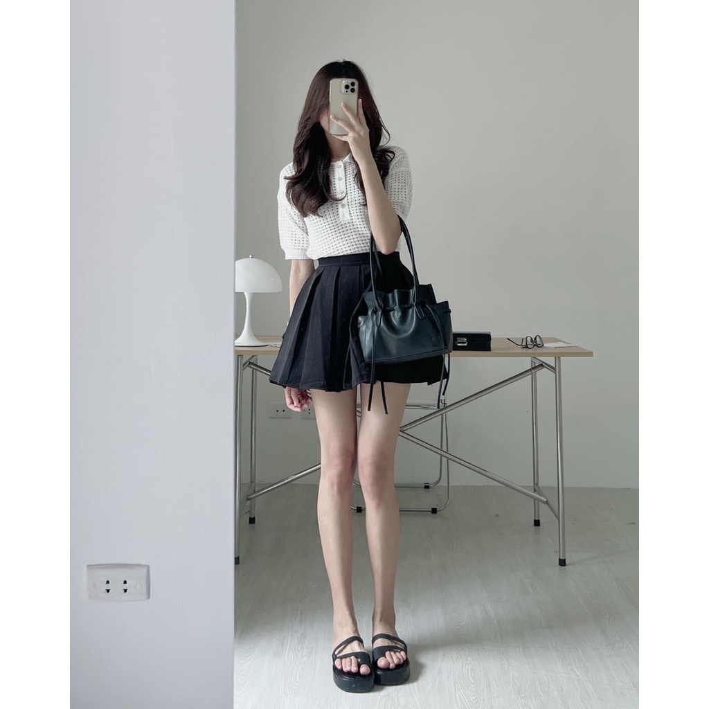 Áo polo lưới Yuna chất liệu mongtoghi mềm mại co dãn bốn chiều phong cách Ulzzang Hàn Quốc, thời trang nữ YUNA