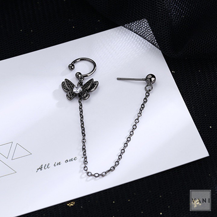 ( 1 Chiếc ) Kẹp Vành Tai Hình Bướm Nhỏ Phối Xích Đính Đá Mẫu 2 - Vani Store
