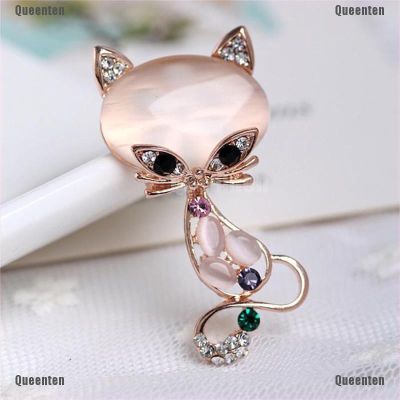 ★Queen★Hot Opal Stone Fox Brooches Womens Fashion Cute Animal Pin Brooch Jewelry