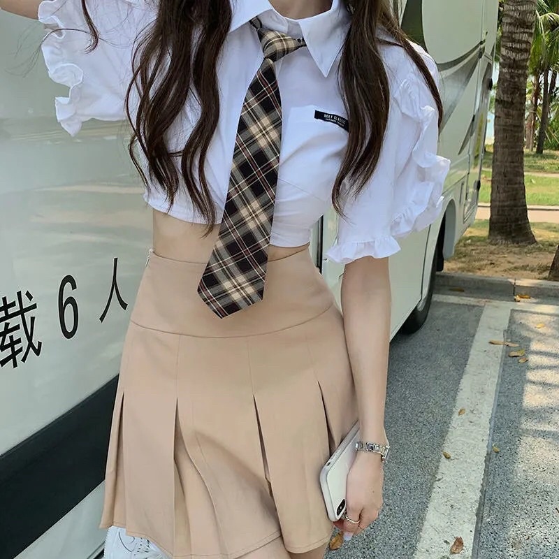 Chân Váy Chữ A Xếp Ly Màu Be Hàng Quảng Châu Siêu Đẹp (Ảnh thật ở cuối) | BigBuy360 - bigbuy360.vn