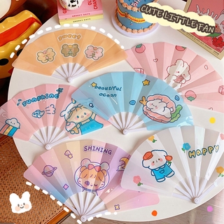 Quạt giấy gấp cầm tay nhỏ gọn in họa tiết hoạt hình đáng yêu cho học sinh/trẻ em/bạn nữ
