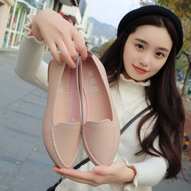 Giày Búp Bê Da Mềm Mũi Nhọn Đế Mềm Chống Trượt Cho Học Sinh | BigBuy360 - bigbuy360.vn