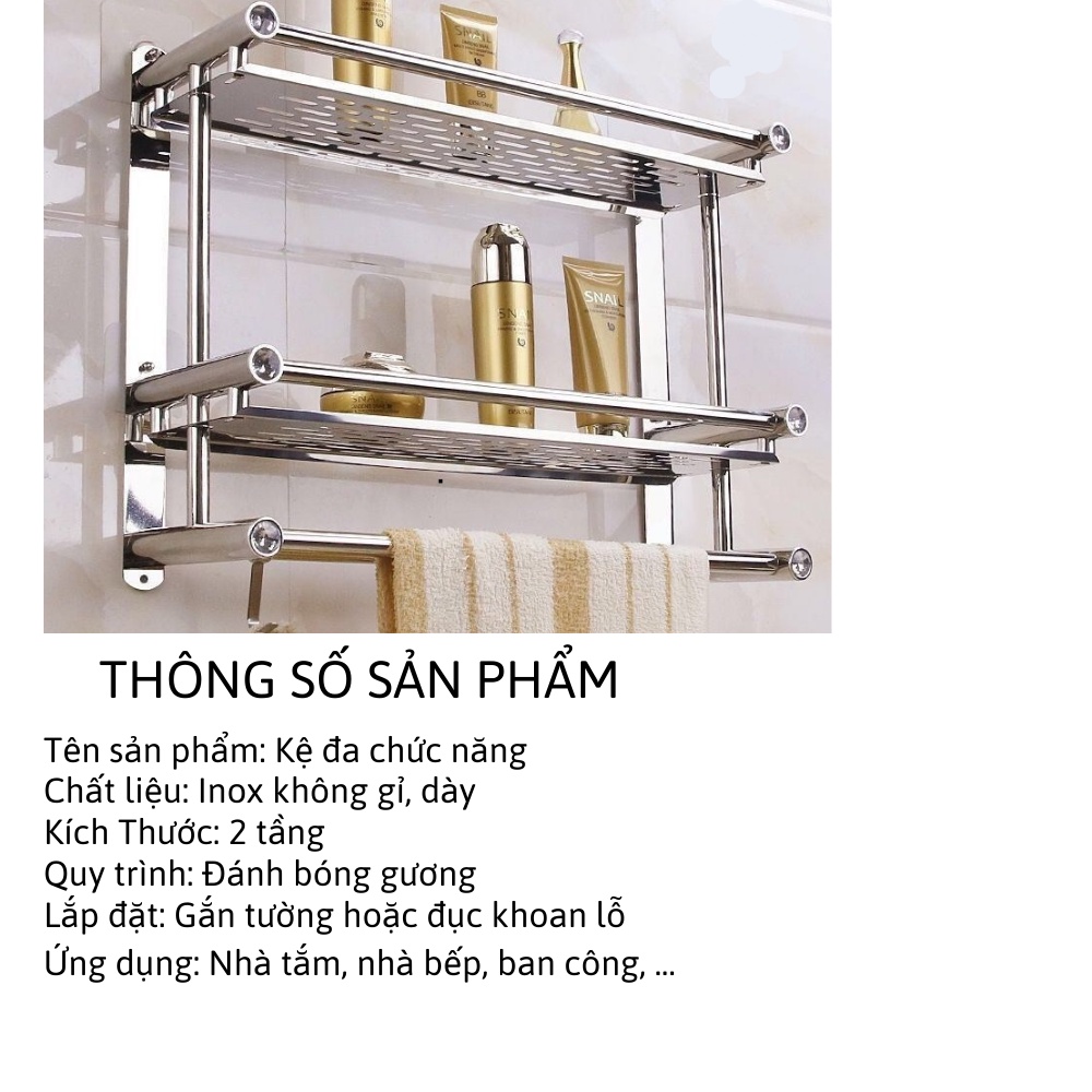 Kệ Để Đồ Giá Treo Khăn Gắn Tường Nhà Tắm Không Gỉ Tiện Lợi Shop Gia Dụng HOÀI AN