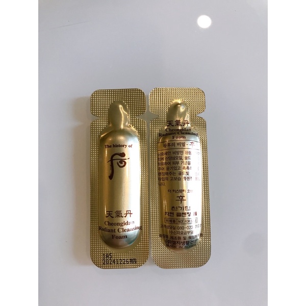 10 Gói 1ml sữa rửa mặt Whoo tái sinh, sữa rửa mặt whoo hoa hiên chống lão hóa cao cấp Whoo Radiant Cleansing Foam