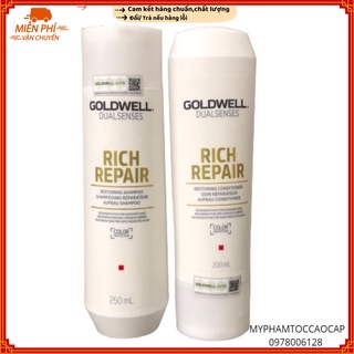 ✅(Goldwell_Đức) Dầu gội xả Goldwell Rich Repair phục hôi tóc hư tổn khô xơ 250ml/200ml
