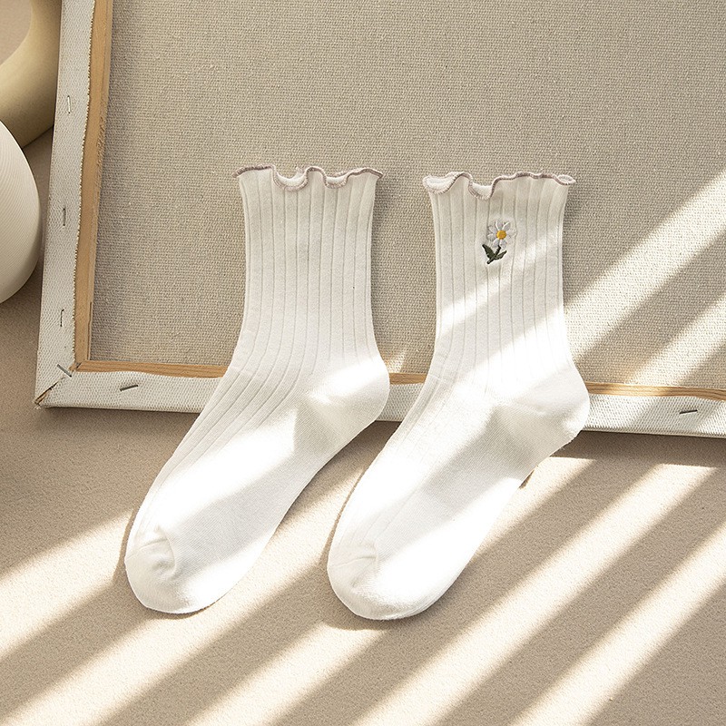 Tất nhún cổ bèo hoa cúc cao cổ