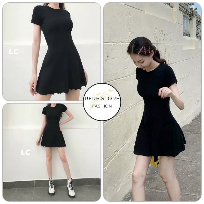 Váy Body Thun Đuôi Bèo Dáng Ngắn - Rere.Store [FREESHIP] - Đầm thun co giãn liền chân váy ngắn