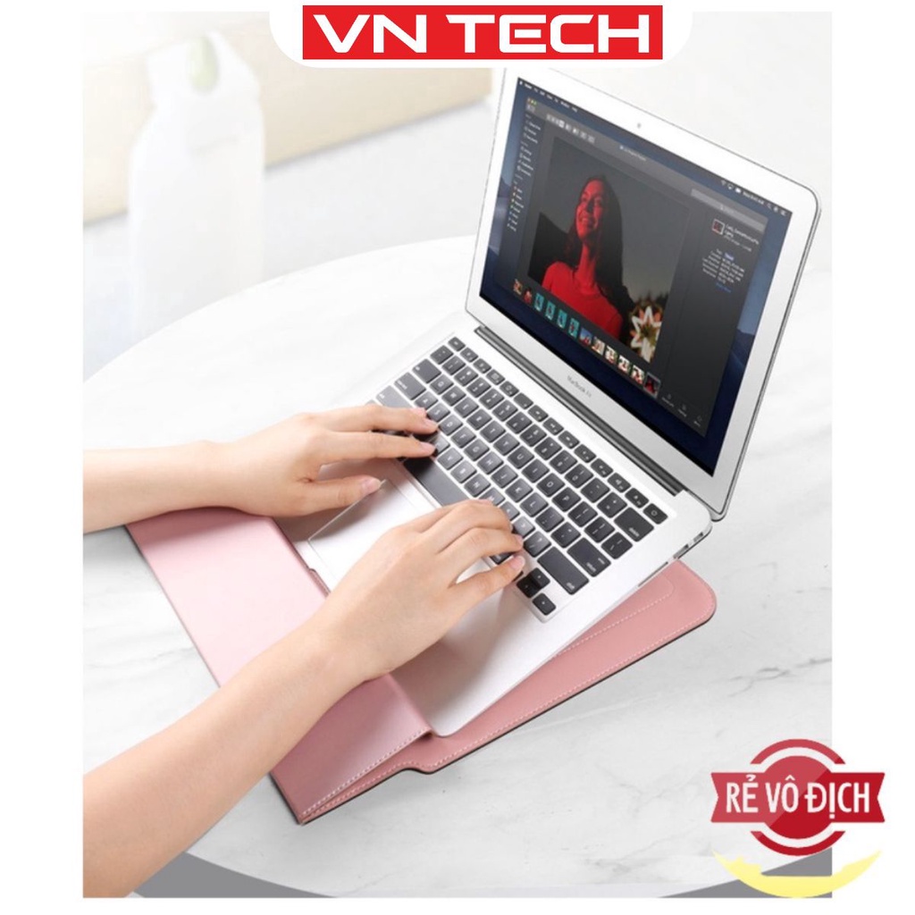 Bao da PU mềm đựng máy, kê tay bàn phím kiêm giá đỡ cho Macbook Laptop đủ size cho máy 11 inch - 15,6 inch.