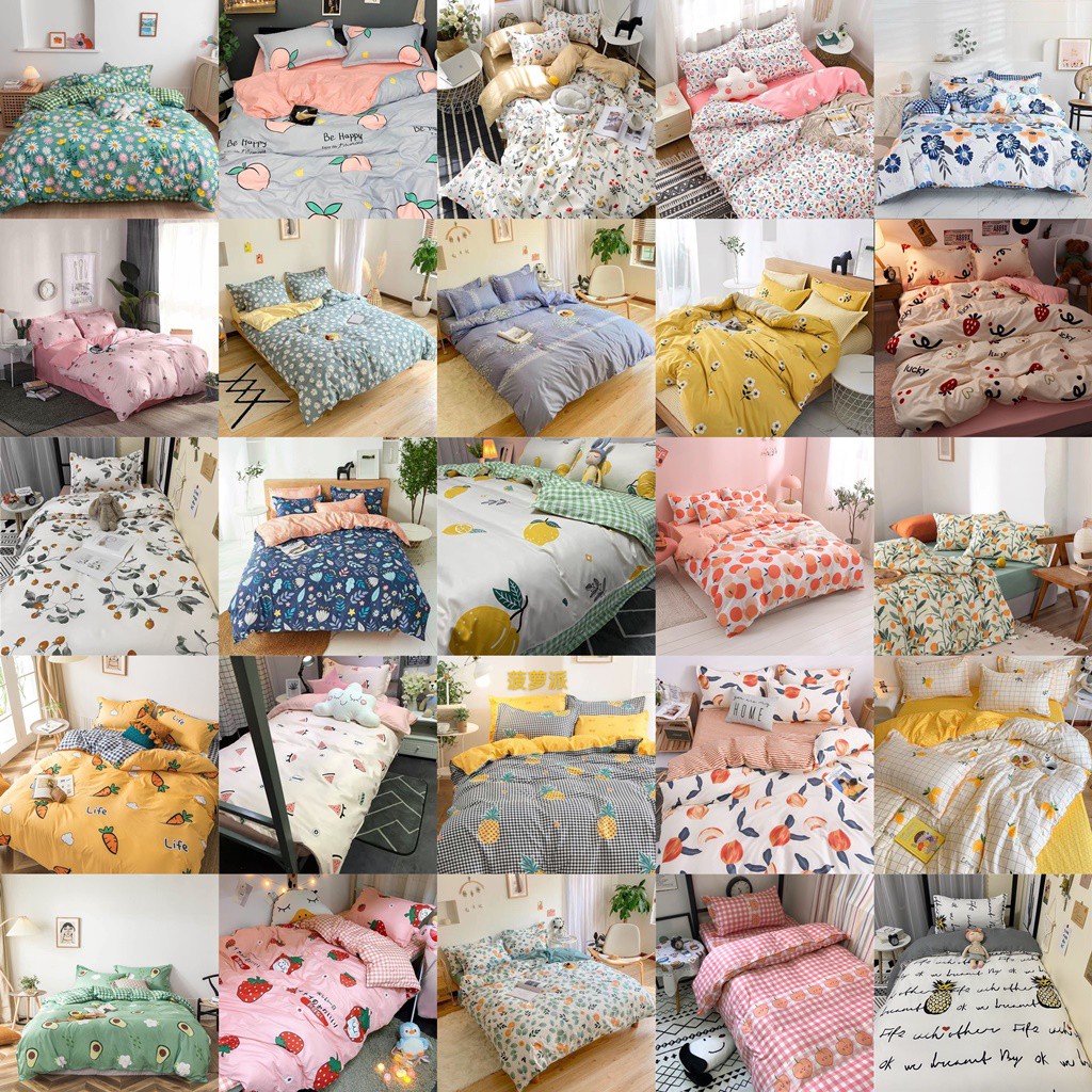Bộ chăn ga gối đệm Cotton Poly nhập khẩu Hàn Quốc nhiều mẫu, drap giường bedding (Chọn Mẫu Ib Shop)