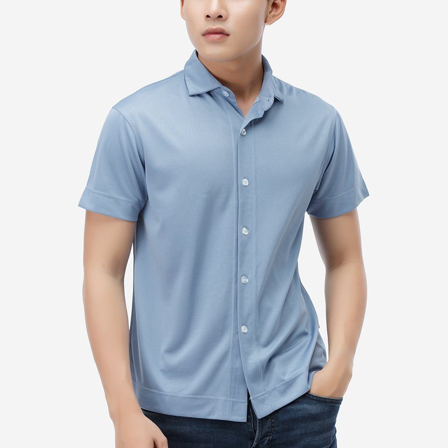 Áo thun polo nam Milvus màu xanh da trời BRP003MVI10