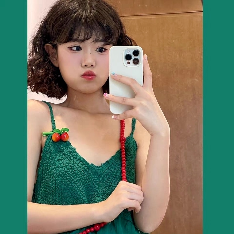 Áo Hai Dây Dệt Kim Họa Tiết Quả Anh Đào Nhỏ Thời Trang Mùa Hè Cho Nữ