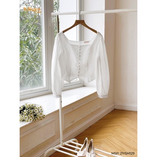 Áo croptop vạt v cúc giữa bigsize - 21ysm129 -