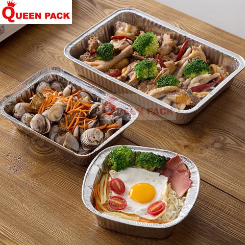 50 cái khay nhôm 1 ngăn size 500ML KÈM NẮP GIẤY NHÔM/NẮP NHỰA đựng thực phẩm