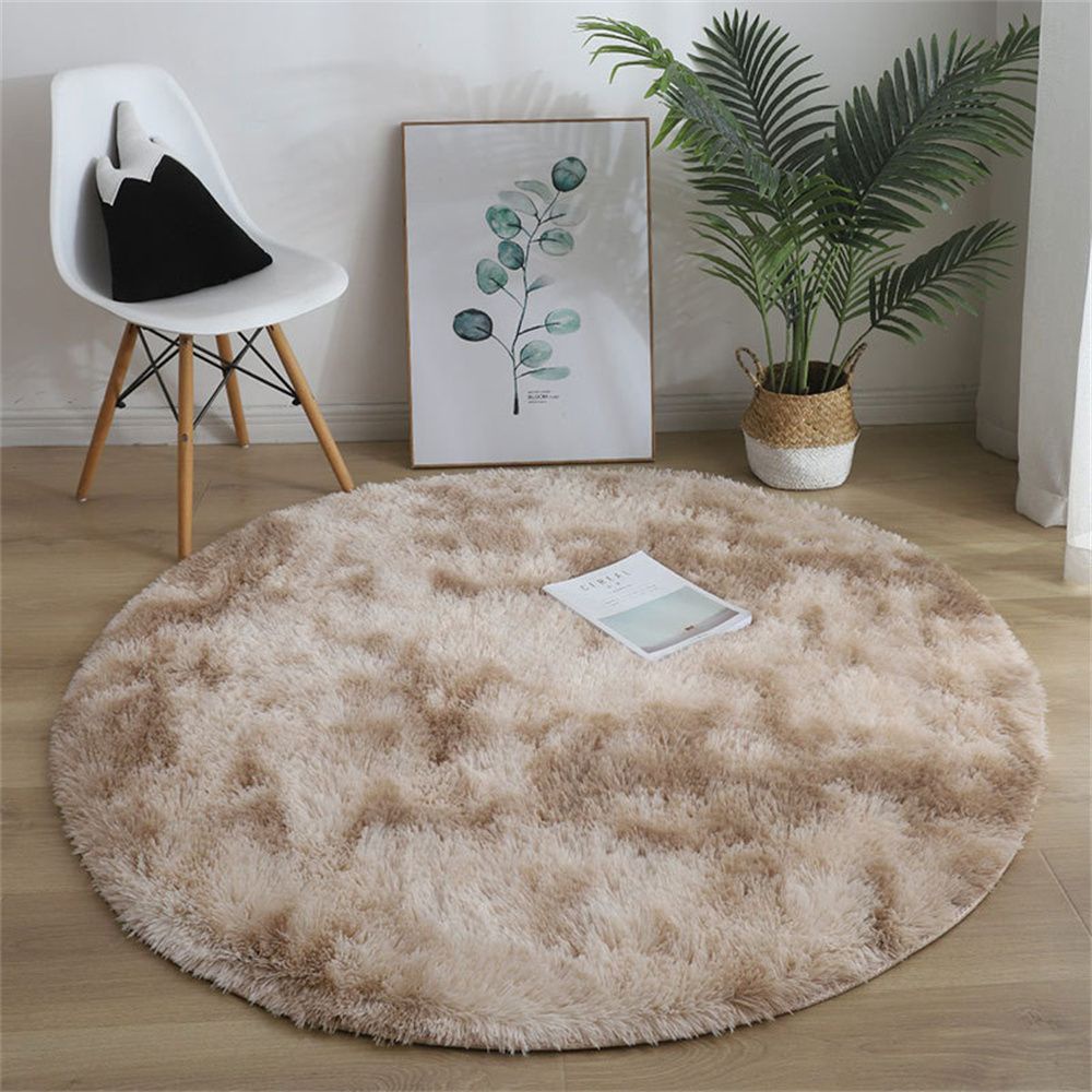Thảm Lông Tròn Lót Sàn Chống Trượt Màu Gradient Đa Ứng Dụng Cho Nhà Ở