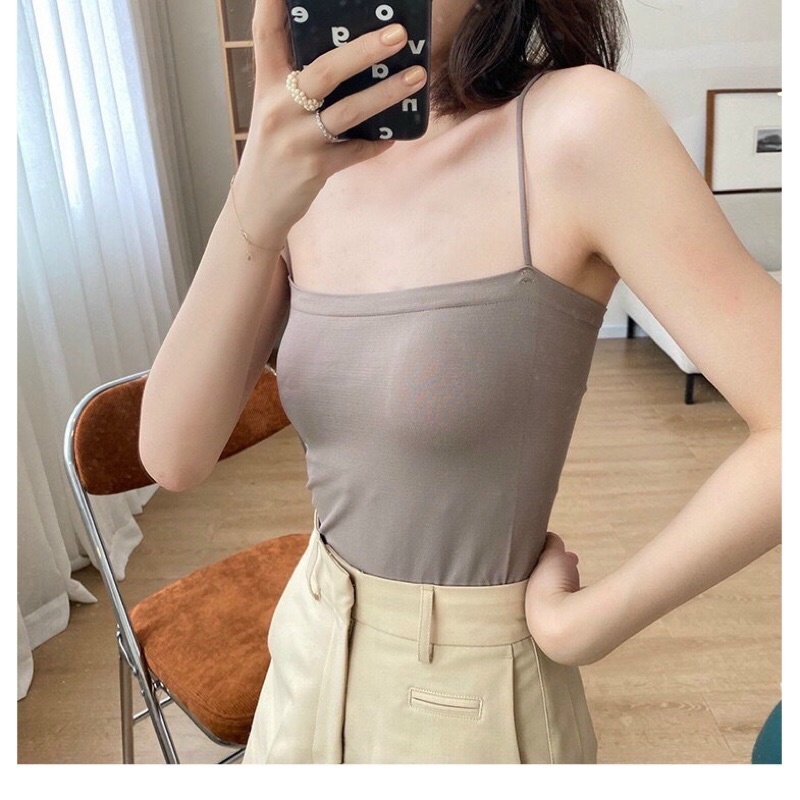 Hot trend - Áo bra cotton 2 dây kèm đệm ngực dáng croptop mẫu mới B23