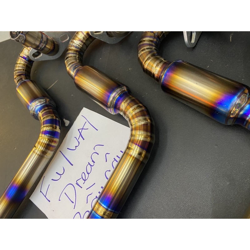 Cổ pô titan gr5 ptitanium bầu hơi xoắn và thẳng cho honda super cub 125 2020