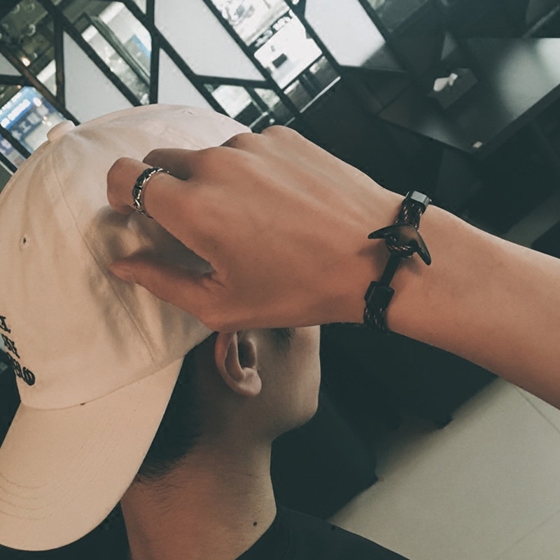 Vòng Tay Dây Bện Mặt Hình Mỏ Neo Thời Trang Cho Nam Nữ