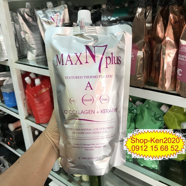 [Túi lẻ] Uốn duỗi ép tóc Max N7 Plus Collagen Keratin 1000ml A-B-C