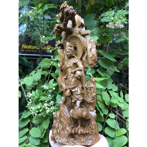 Tượng phật bà quan âm bằng gỗ cao 35cm