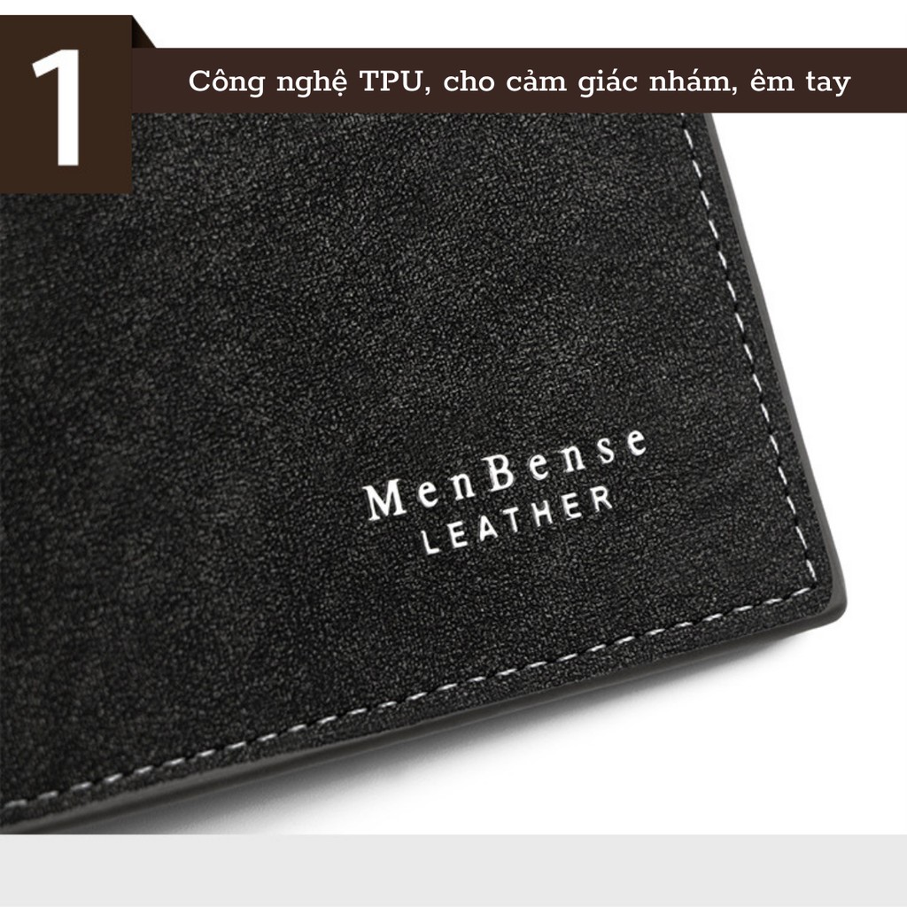 Ví cầm tay nam nữ MENBENSE chính hãng LETI VI02, bóp tiền thẻ thời trang màu cơ bản tiện dụng chất liệu bền bỉ