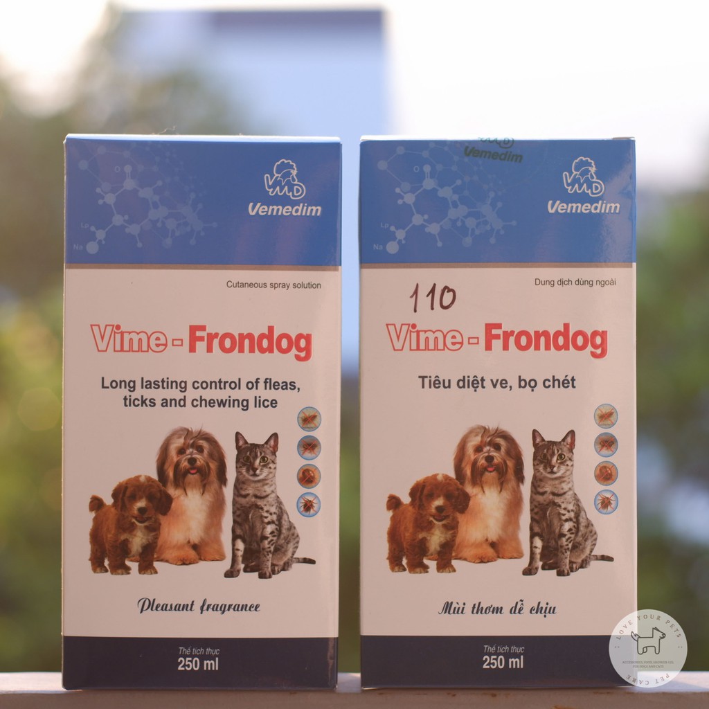 Vime-Frondog dạng xịt làm hết ve, bọ chét ở chó mèo an toàn hiệu quả 250mlt