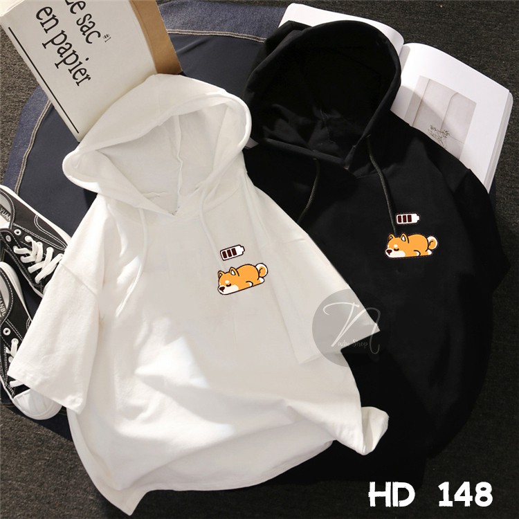 Áo Hoodie tay lỡ 💖𝑭𝑹𝑬𝑬𝑺𝑯𝑰𝑷 💖 Áo in hình chó pin - HD 148